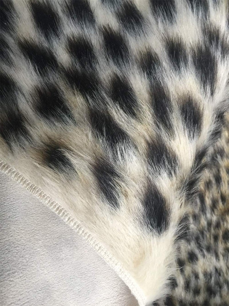 yingda1992 Leopard Print Rug Faux Fur Cheetah Rug Cowhide Animal Skin Mat Carpet for Office  Livingroom  Bedroom Non-Slip Home Decor 40x37Inch/ 3.2x3.1Ft - Image 5