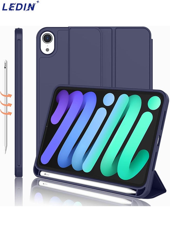 LEDIN iPad mini 7 Case 2024 (A17 Pro), iPad mini 6 Case (8.3-Inch,2021 Model), iPad mini 7th/6th Generation Case with Pencil Holder, Trifold Stand Smart Case with Soft TPU Back - Image 1
