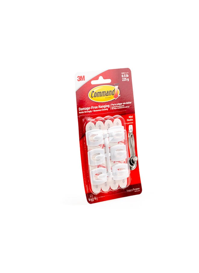 Command 17006ES Hooks, small, Holds 225 gr. each hook, white color. 6 hooks and 8 strips/pack