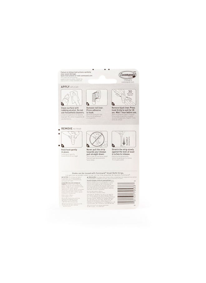 Command 17006ES Hooks, small, Holds 225 gr. each hook, white color. 6 hooks and 8 strips/pack