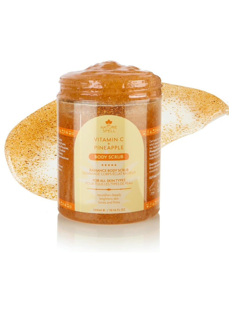 Nature Spell Vitamin C & Pineapple Body Scrub 300ml – Radiance Boosting Exfoliator for Glowing Skin - Image 1