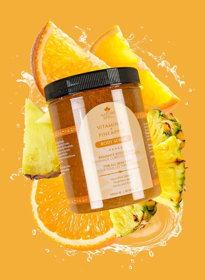 Nature Spell Vitamin C & Pineapple Body Scrub 300ml – Radiance Boosting Exfoliator for Glowing Skin - Image 2