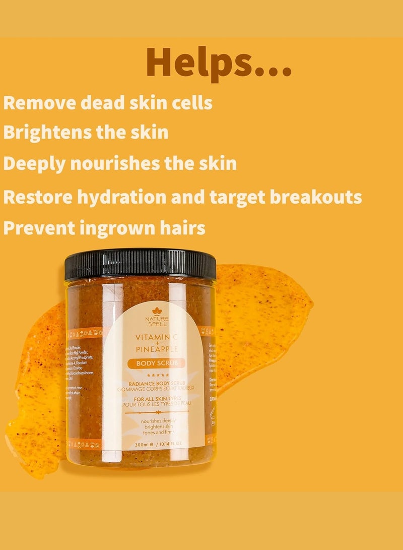 Nature Spell Vitamin C & Pineapple Body Scrub 300ml – Radiance Boosting Exfoliator for Glowing Skin - Image 3