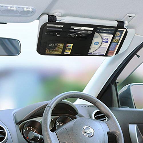ZugGear Car Sun Visor Organizer, Auto Visor Holder Interior Accessories Pocket Organizer - Car Registration Holder Document Storage Pouch Pen Holder - Black - Image 3
