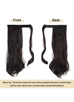 SOFEIYAN Curly Ponytail Extension 15 Inch Heat Resistant Synthetic Natural Wavy Hairpiece Wrap Around Pony Tail Hair Extensions for White Black Women Hair Piece, Dark Brown  - Image 2