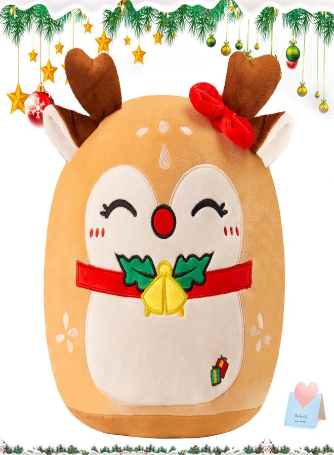 WEWILL Christmas Deer Plush Pillow, 12 Inches Cute Sika Deer Stuffed Animal Plushie for Kids & Adults Xmas Decor - Image 1