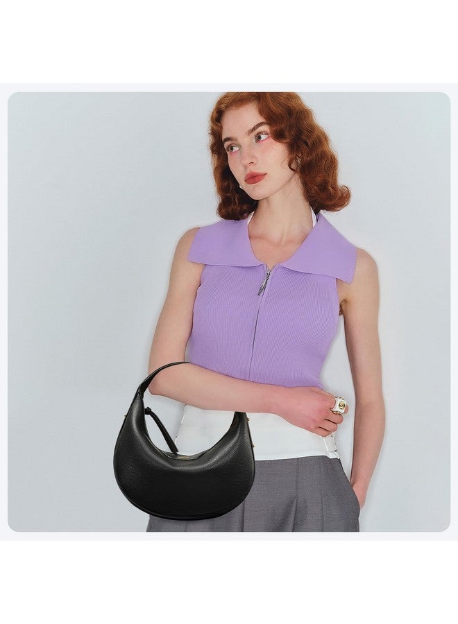 Keyli Fashionable Crossbody Shoulder Bag for Women Crescent Purse Waterproof Leather Handbags Clutch Tote Designer Bags with Adjustable Strap Black - Image 4