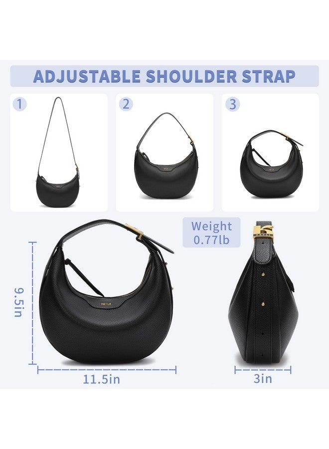 Keyli Fashionable Crossbody Shoulder Bag for Women Crescent Purse Waterproof Leather Handbags Clutch Tote Designer Bags with Adjustable Strap Black - Image 1