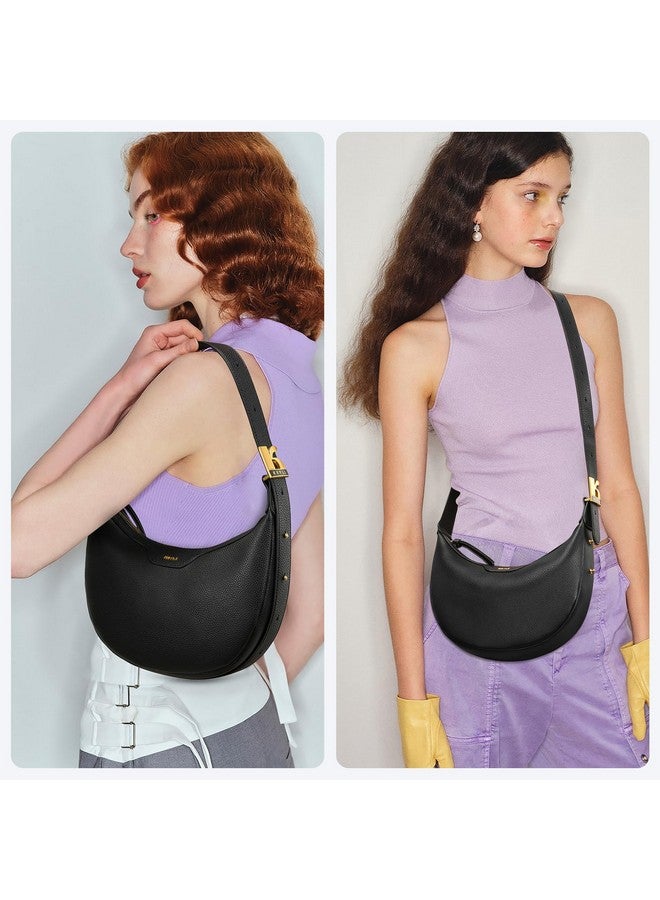 Keyli Fashionable Crossbody Shoulder Bag for Women Crescent Purse Waterproof Leather Handbags Clutch Tote Designer Bags with Adjustable Strap Black - Image 3