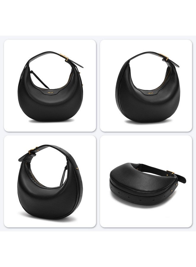 Keyli Fashionable Crossbody Shoulder Bag for Women Crescent Purse Waterproof Leather Handbags Clutch Tote Designer Bags with Adjustable Strap Black - Image 2