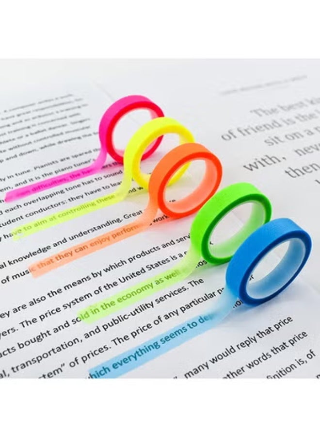 fantasize 10 Rolls Highlighter Tapes, 0.23inch x 16.4ft Colored Transparent Tape Fluorescent Neon Tape Removable Highlighters for Reading Taking Notes at Class Home Office - Image 1