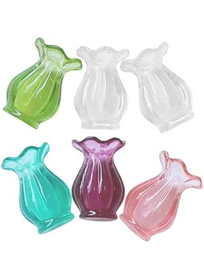طقم مزهريات مصغرة من Yardwe مكون من 6 قطع بتدرج لوني لعرض رفوف بيوت الدمى - Image 1