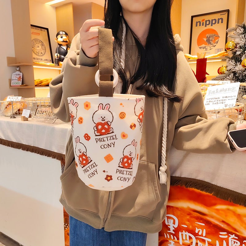 Genuine Coni Rabbit Cartoon Bucket Bag Large Capacity Office Workers Go Out Small Bag Lunch Box Bag A Generation Of Hair - Image 5