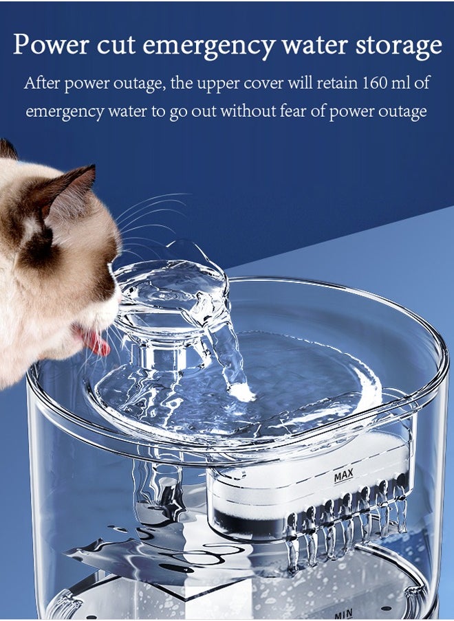 LAPET Cat Water Dispenser, Ultra-quiet Pump, 2.2L Automatic Circulating Flow Water Fountain Filtration, Intelligent Multiple Pets Water Dispenser-Transparent  - Image 3