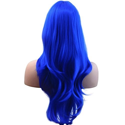 Akstore 28 inch Fashion Wigs Long Wavy Curly Hair Cosplay Wig (Blue) - Image 5