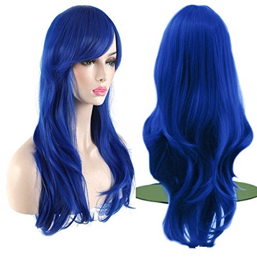 Akstore 28 inch Fashion Wigs Long Wavy Curly Hair Cosplay Wig (Blue) - Image 1