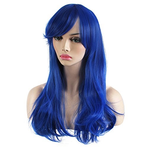 Akstore 28 inch Fashion Wigs Long Wavy Curly Hair Cosplay Wig (Blue) - Image 4