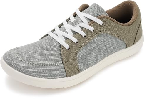 WHITIN Mens Wide Canvas Barefoot Zero Drop Shoes Minimalist Trail Road Running Sneaker Extra Width Fit Size 95 Comfort Male Minimus Tennis Green 43 - Image 1