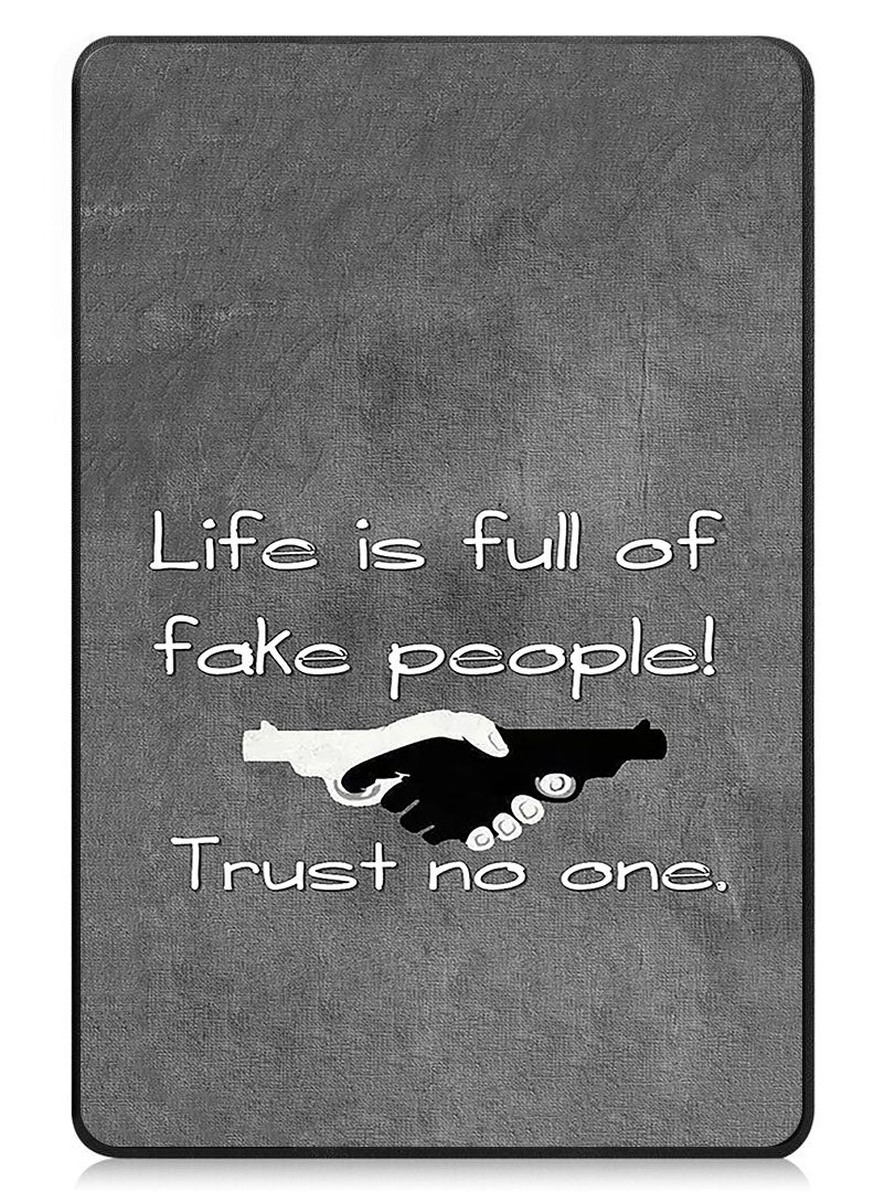 Theodor Protective Flip Case For Samsung Galaxy Tab S9 FE With Trifold Stand Auto Wake Sleep Shockproof Cover Life is Full of Fake People - Image 1