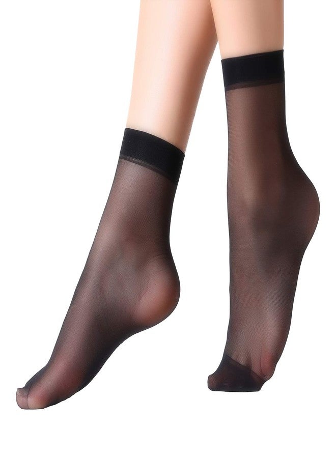 MANZI 12 pairs Nylon Pantyhose Socks Ankle Sheer Hosiery, 12 Pairs Natural, One Size - Image 2