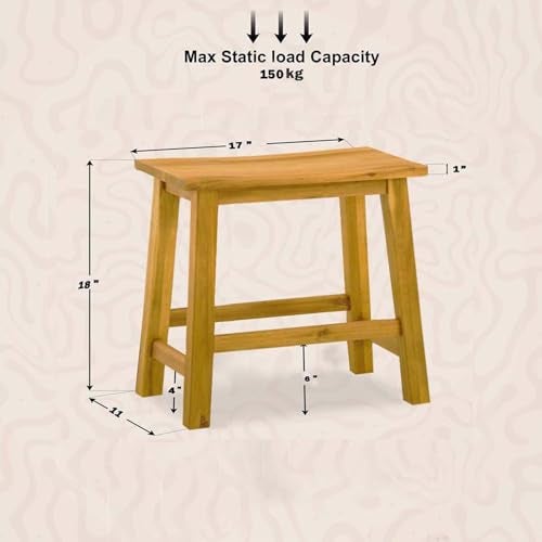 Dantawood Sitting Wooden Stool Indoor & Outdoor, Stool for Office, Home & Garden Use- 18 Inch - Image 3
