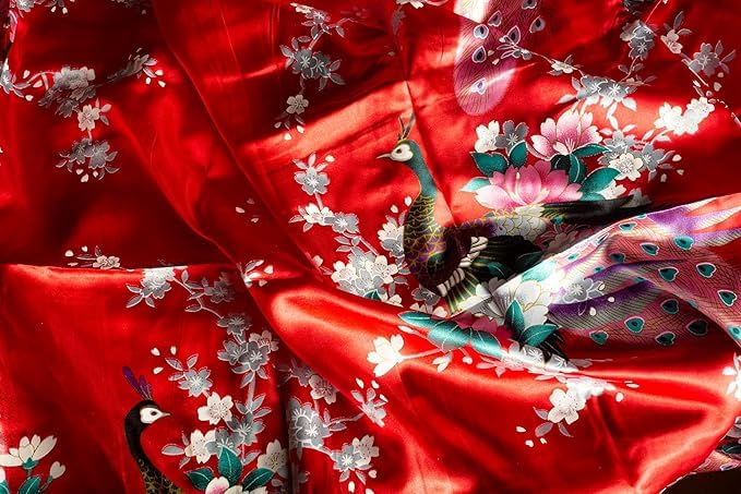 CCcollections Kimono robe long 16 colors PREMIUM Peacock bridesmaid bridal shower womens gift (Pink Fuschia) - Image 3
