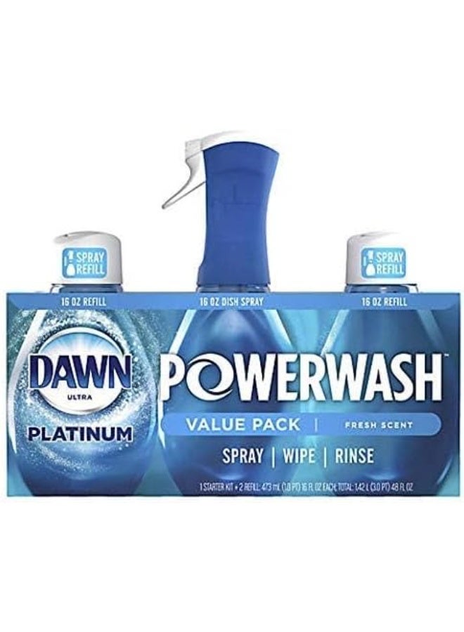 Dawn Platinum Power Wash Dish Spray Soap, Fresh Scent Refill - 16oz