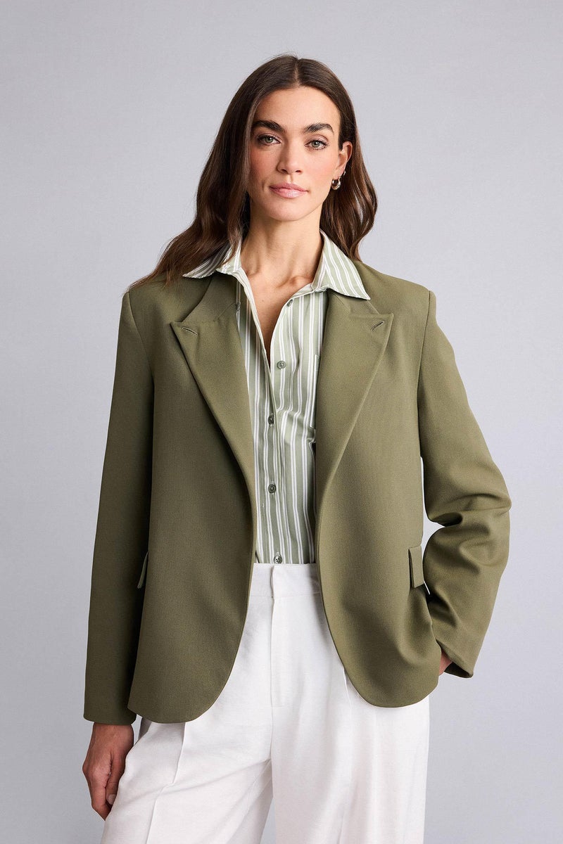 DeFacto Green Woman Mandarin Collar Oversize Blazer Casual - Image 5