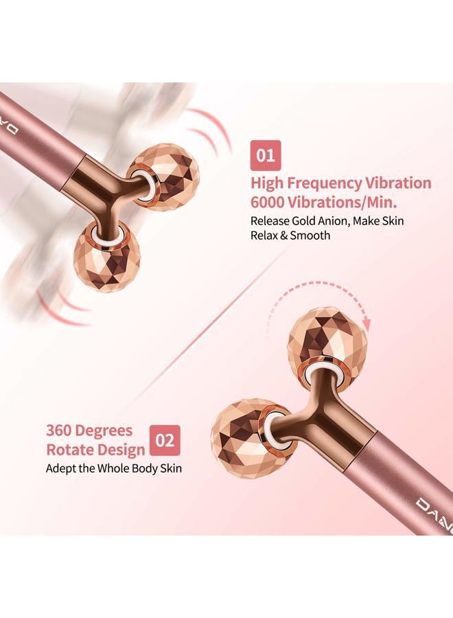 DANGSHAN 2-IN-1 Electric Face Massager Roller 24k Rose Gold Face Roller, 3D Roller and Unique Crescent Shape Facial Roller Massager Kit Arm Eye Nose Massager Skin Care Tools - Image 5