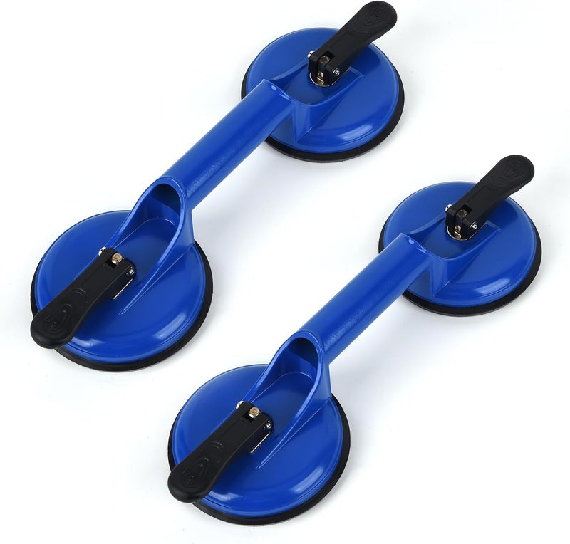 FCHO Suction Cups Heavy Duty Aluminum Vacuum Plate Handle Glass Holder Hooks to Lift Large Glass/Tile Lifter/Moving Glass/Pad for Lifting/Dent Puller (Blue,2 Pack) - Image 1