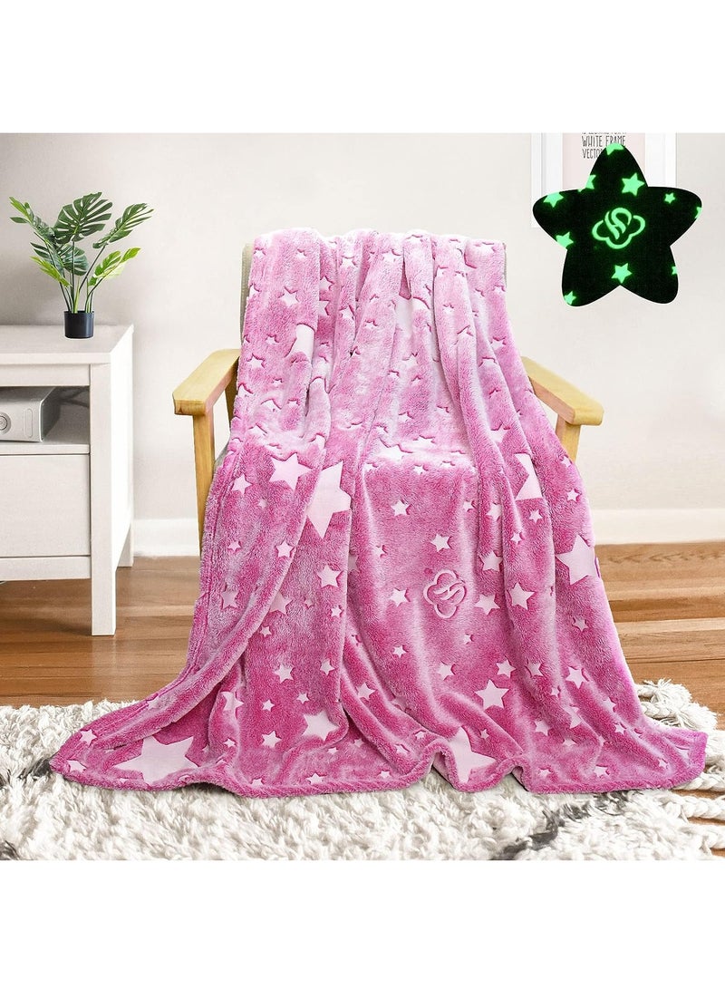 FASHION HOME Kids Glow in The Dark Blanket Soft Throw All Seasons for Couch Sofa Bed 150 x 120cm - Image 1