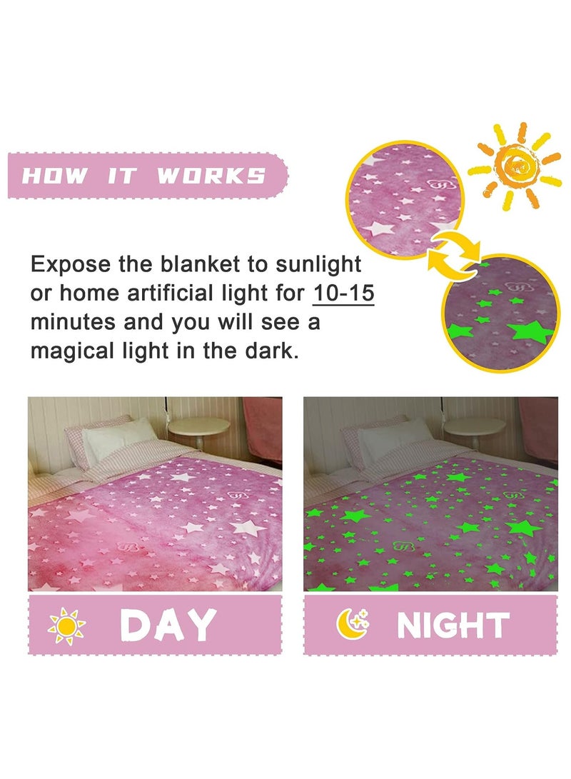 FASHION HOME Kids Glow in The Dark Blanket Soft Throw All Seasons for Couch Sofa Bed 150 x 120cm - Image 4