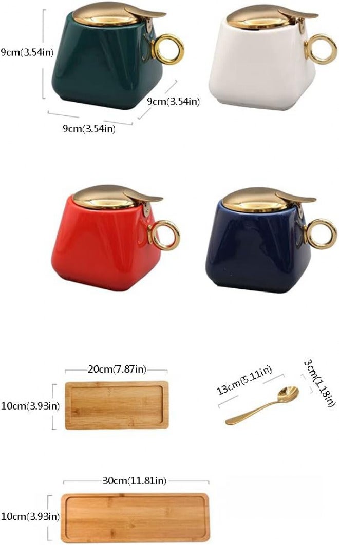 Spice Jars Ceramic Seasoning Box Kitchen Seasoning Container Seasoning Box Spoon with Lid Seasoning Jar Seasoning Storage Box Suitable for Peppers Spices Sugar 3 Pieces Seasoning Containers(Blue) - Image 2