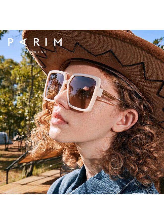 Parim Women's Classic Large Frame Uv Protection Sungl, Slimming White Frame Gl 76032 T1r