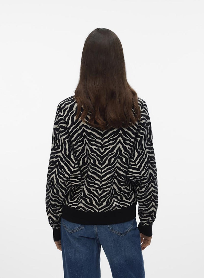 VERO MODA Vmaria Art Batwing Highneck Pullover Rep - Image 3