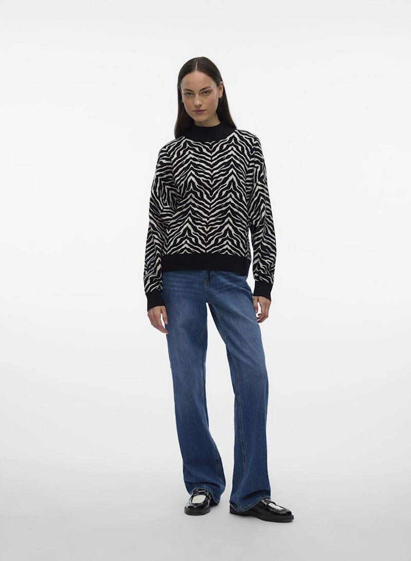 VERO MODA Vmaria Art Batwing Highneck Pullover Rep - Image 4