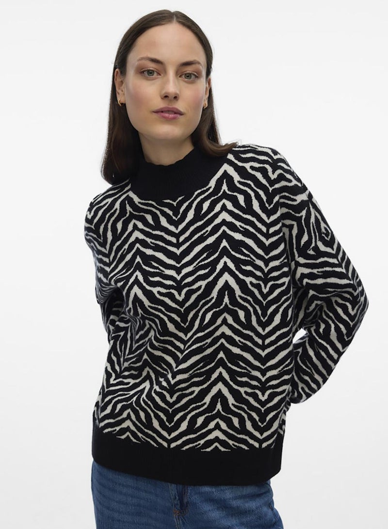 VERO MODA Vmaria Art Batwing Highneck Pullover Rep - Image 5