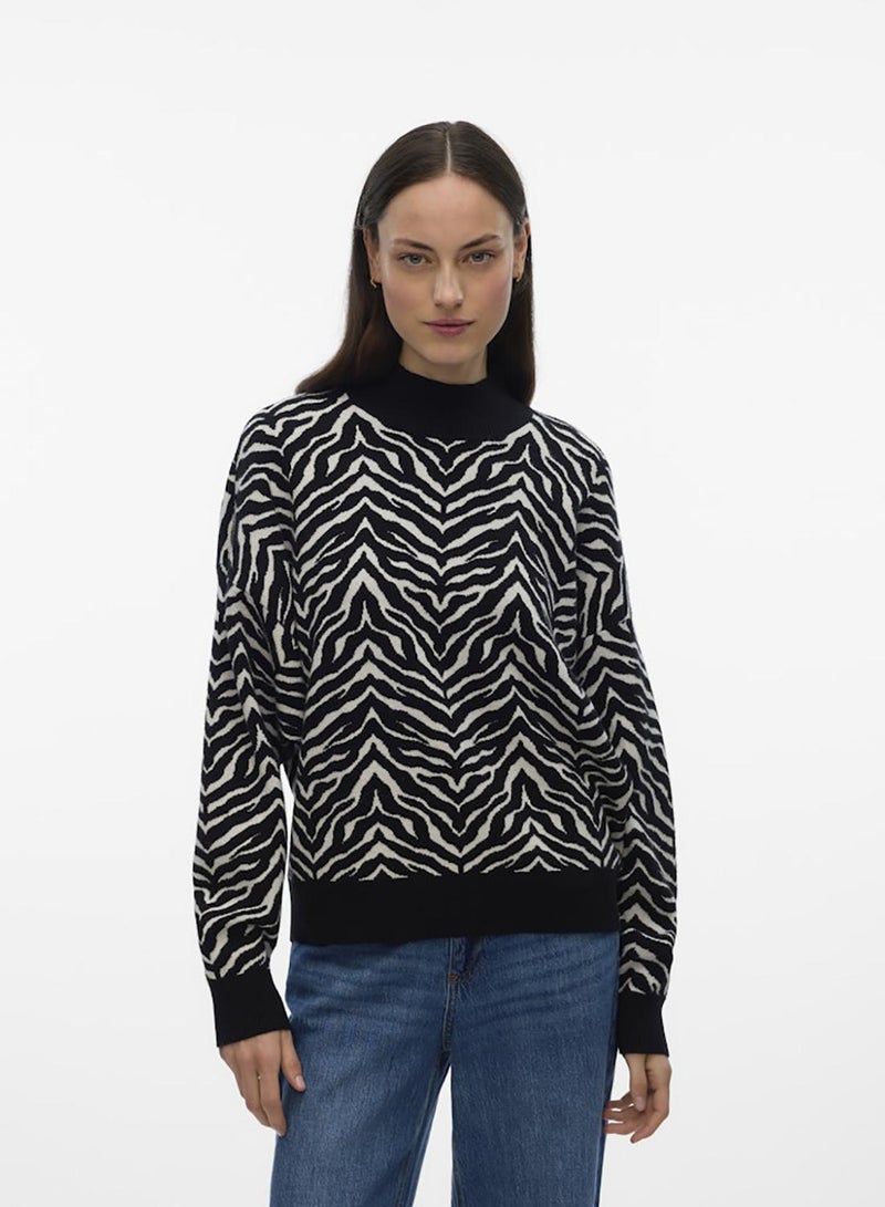 VERO MODA Vmaria Art Batwing Highneck Pullover Rep - Image 2