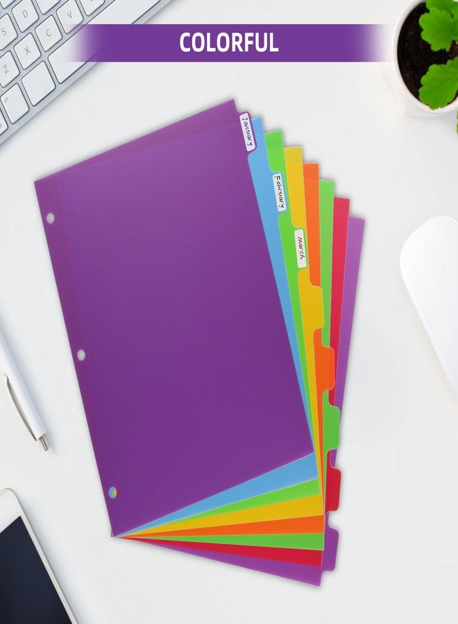 LIMANLIRY 3 Set Plastic Binder Dividers with Tabs,Multicolor Index with 8-Tabs,Divider for 3 Ring Binder - Image 3