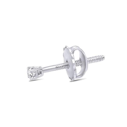AFFY Mini Micro Natural Diamond Single Stud Screw Back Earring For Her In 14K Solid White Gold | Cartilage Diamond Stud Earrings | 1 Piece (0.02Ct) Very Small 1.7Mm, Gift'S For Women - Image 1