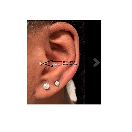 AFFY Mini Micro Natural Diamond Single Stud Screw Back Earring For Her In 14K Solid White Gold | Cartilage Diamond Stud Earrings | 1 Piece (0.02Ct) Very Small 1.7Mm, Gift'S For Women - Image 5