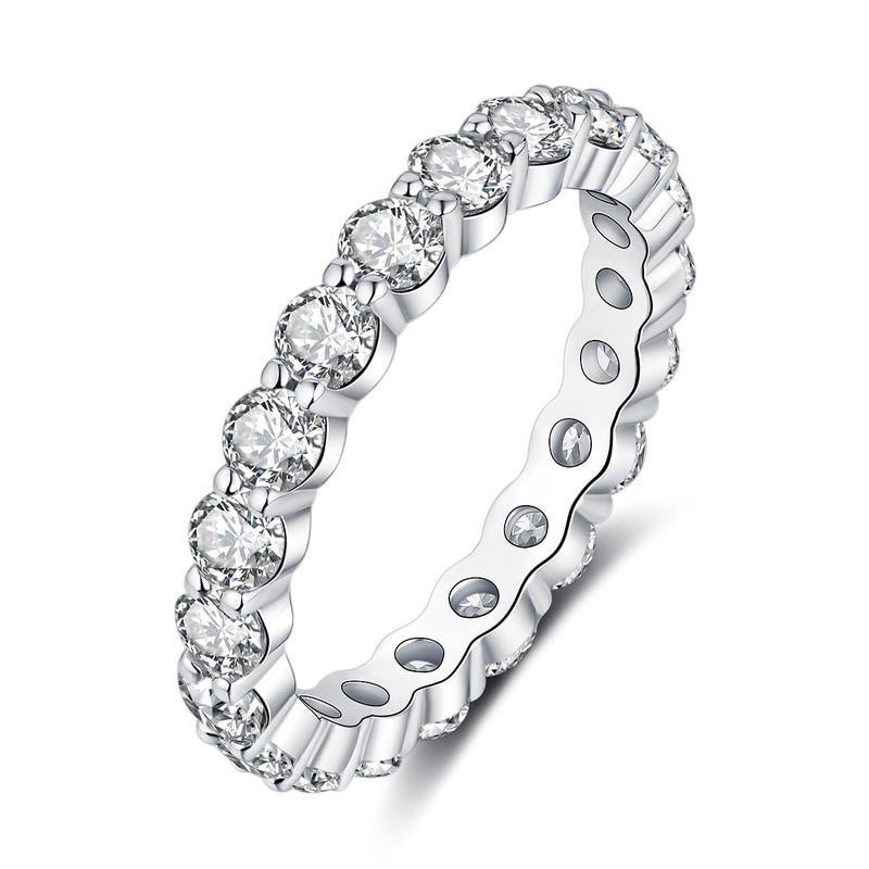 IMOLOVE Moissanite Wedding Band for Women, 3MM 18K White Gold Plated Sterling Silver Full Eternity Ring D Color VVS1 Round Cut Anniversary Promise Jewelry Size 7â€“ Shine Bright, Spend Light - Image 1
