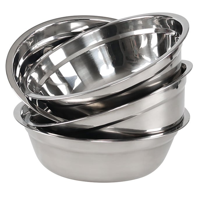 SET OF 4 STAINLESS STEEL MIXING BOWL SET METAL SERVING BOWLS GREAT FOR COOKING BAKING PREPPING