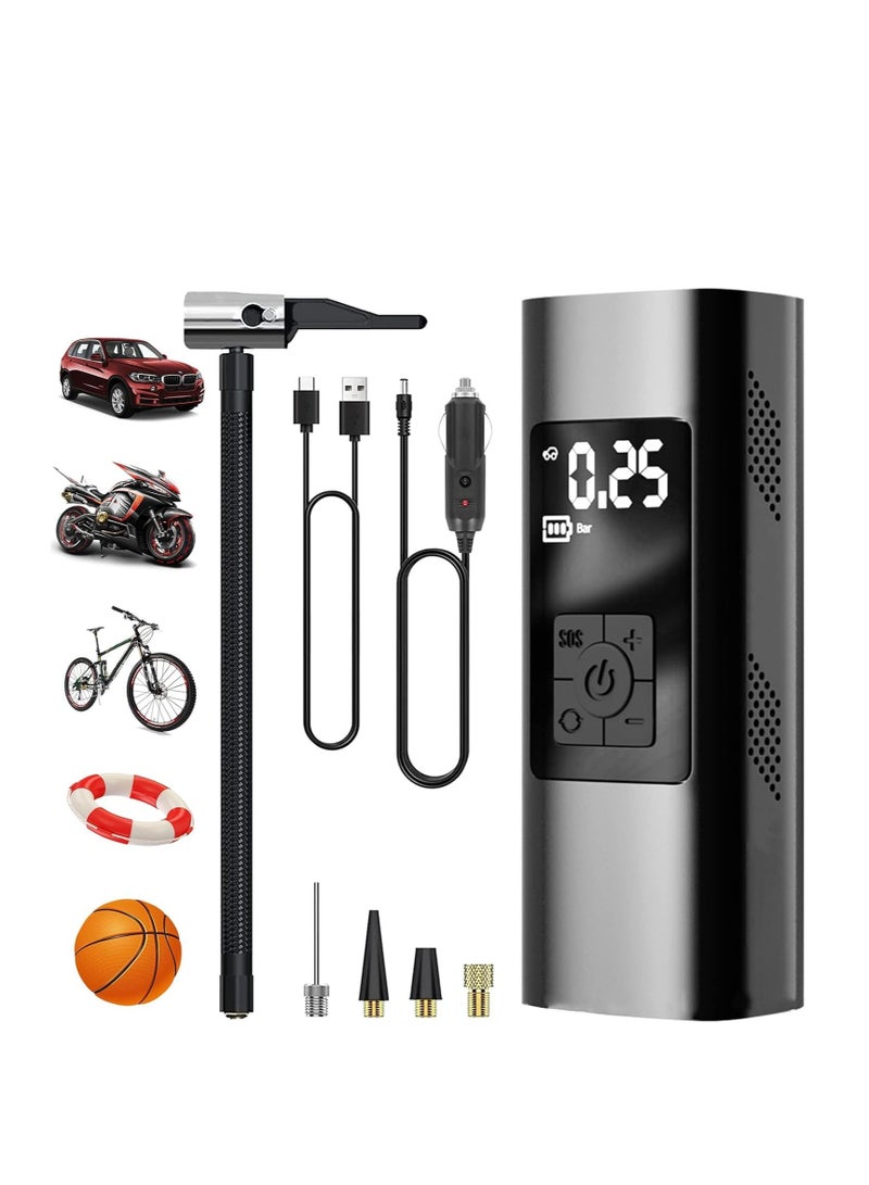 Mini Rechargeable Smart Air Pump with LCD Digital Display for Cars, Motorcycles, Scooters, Balls - Image 1