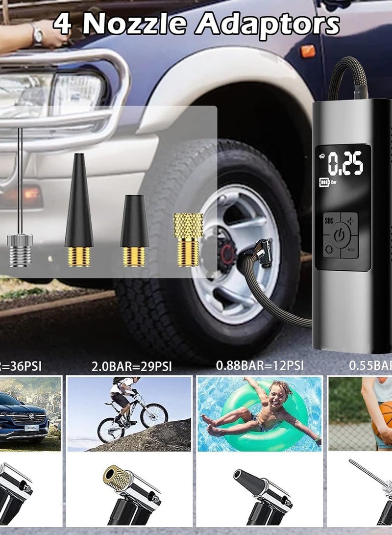 Mini Rechargeable Smart Air Pump with LCD Digital Display for Cars, Motorcycles, Scooters, Balls - Image 2