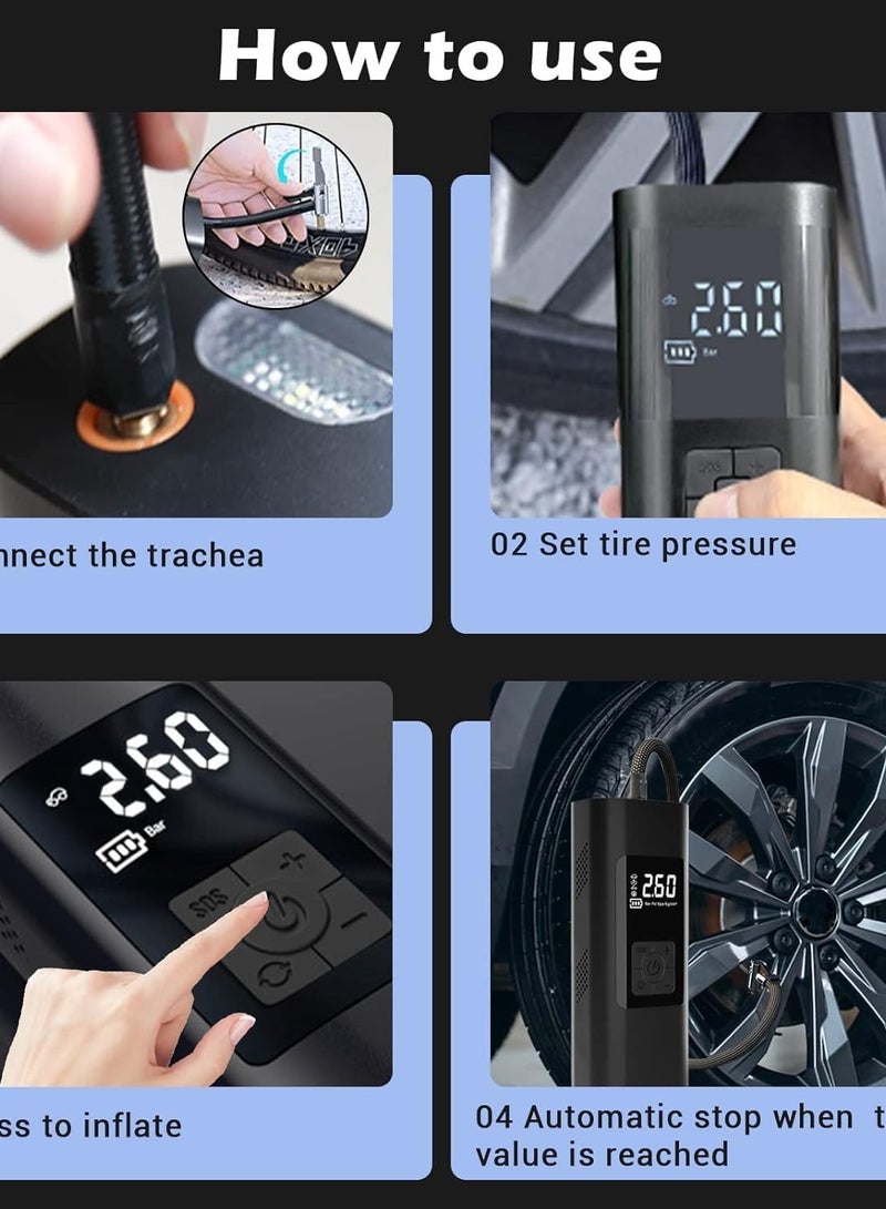 Mini Rechargeable Smart Air Pump with LCD Digital Display for Cars, Motorcycles, Scooters, Balls - Image 3