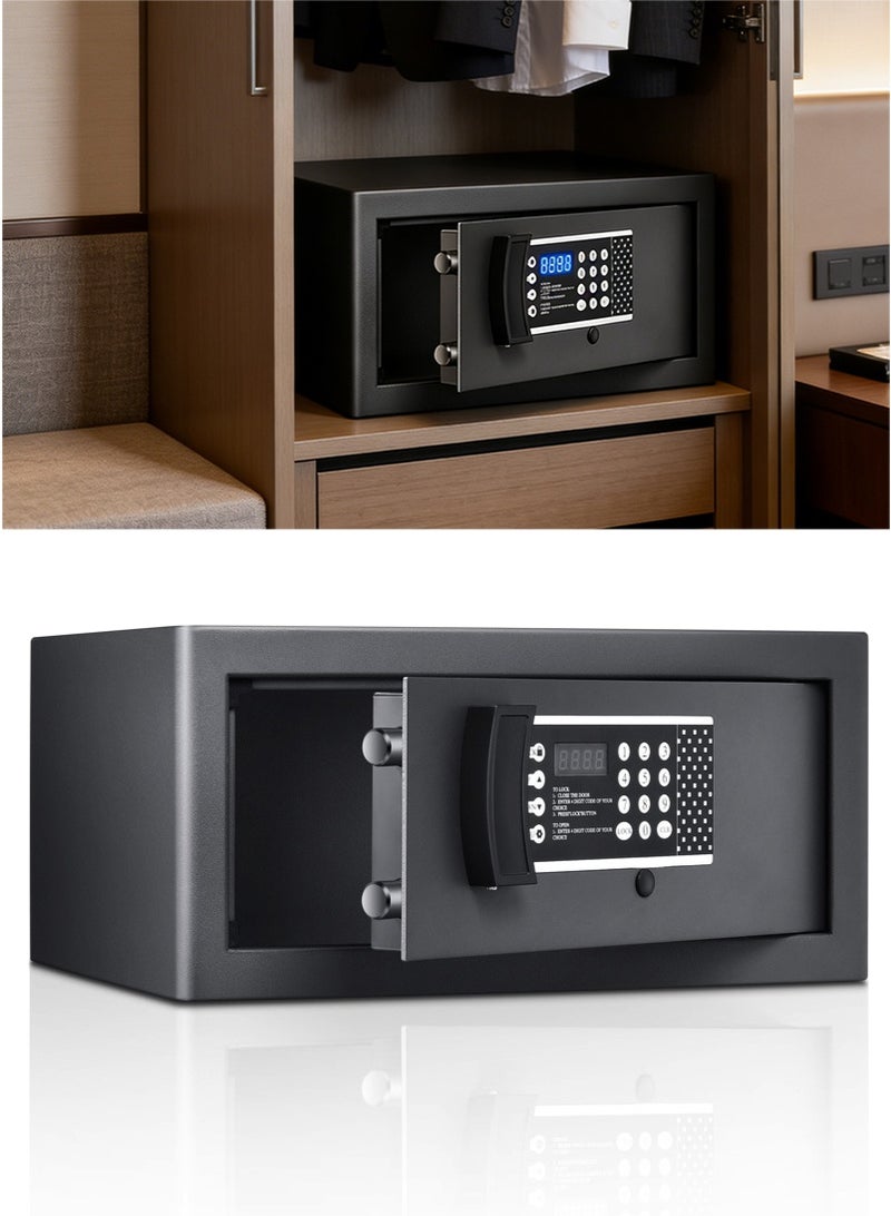 TAPIT Small Motorized Safe Box for Home & Office - Digital Anti-Theft Mini Safe for Hotel Room, Waterproof & Moisture-Proof Touchpad Design, Jewelry & Valuables Security Cabinet (H21cm x W43cm x D36cm - IC20) - Image 1