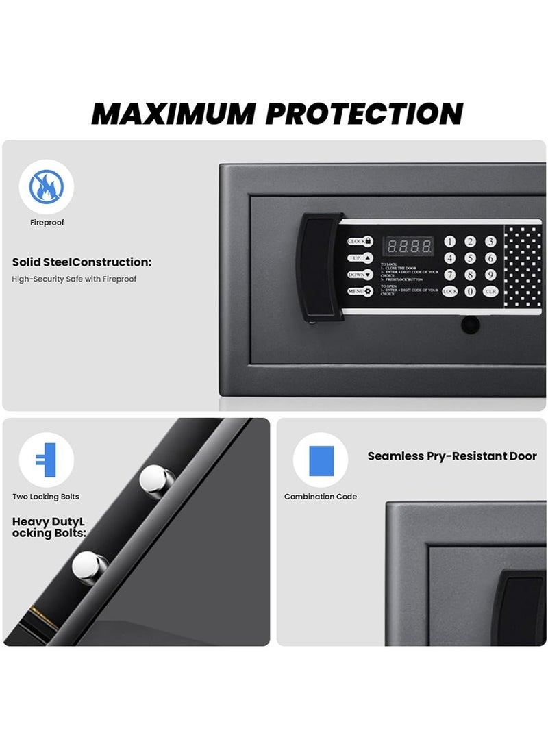 TAPIT Small Motorized Safe Box for Home & Office - Digital Anti-Theft Mini Safe for Hotel Room, Waterproof & Moisture-Proof Touchpad Design, Jewelry & Valuables Security Cabinet (H21cm x W43cm x D36cm - IC20) - Image 4