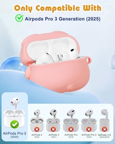 Joyleop for Airpods Pro 3 Case - Cute Funny for Women Girl Kids Girly 3D Kawaii Pig Cartoon Design Silicone Protective Case for Airpods Pro 3rd Gerneration 2025 Cover with Keychian - Image 2