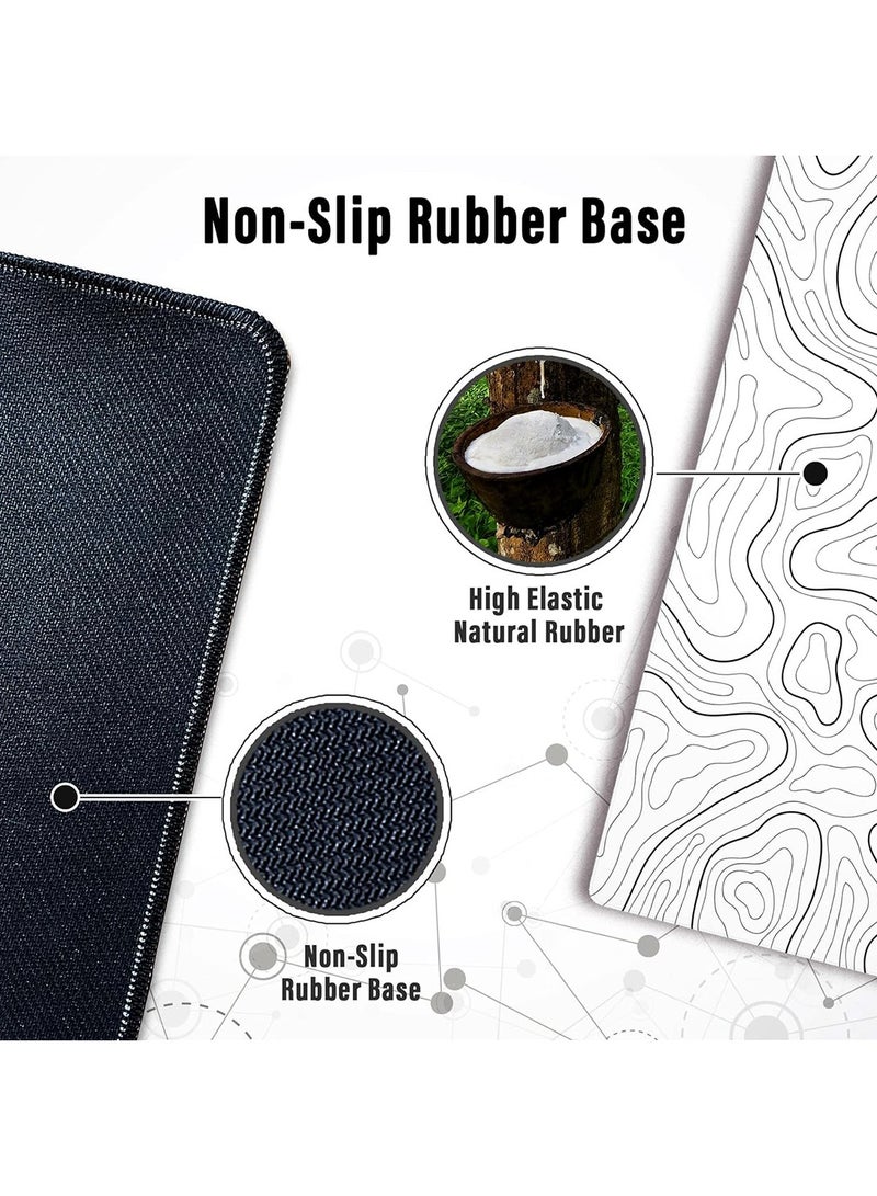 Large Gaming Mouse Pad with Stitched Edges 800*300*3MM Mouse Pad with Anti-Slip Base Minimalist Topographic Map Desk Mat - Image 3